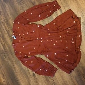 Rue Stiic Rusty Brown With White Suns Fit and Flare Mini Dress A3